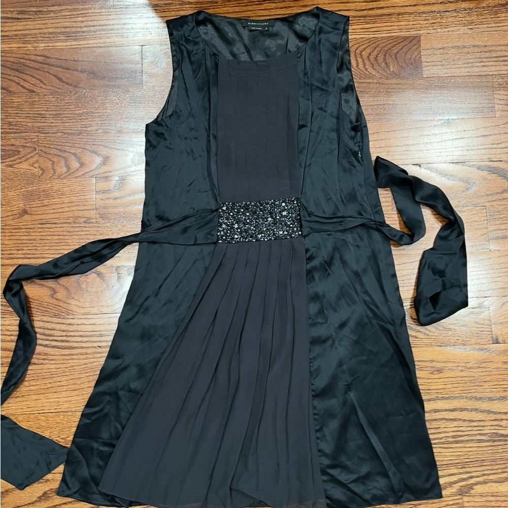 BCBGeneration Black Mini Dress with Beaded Waist